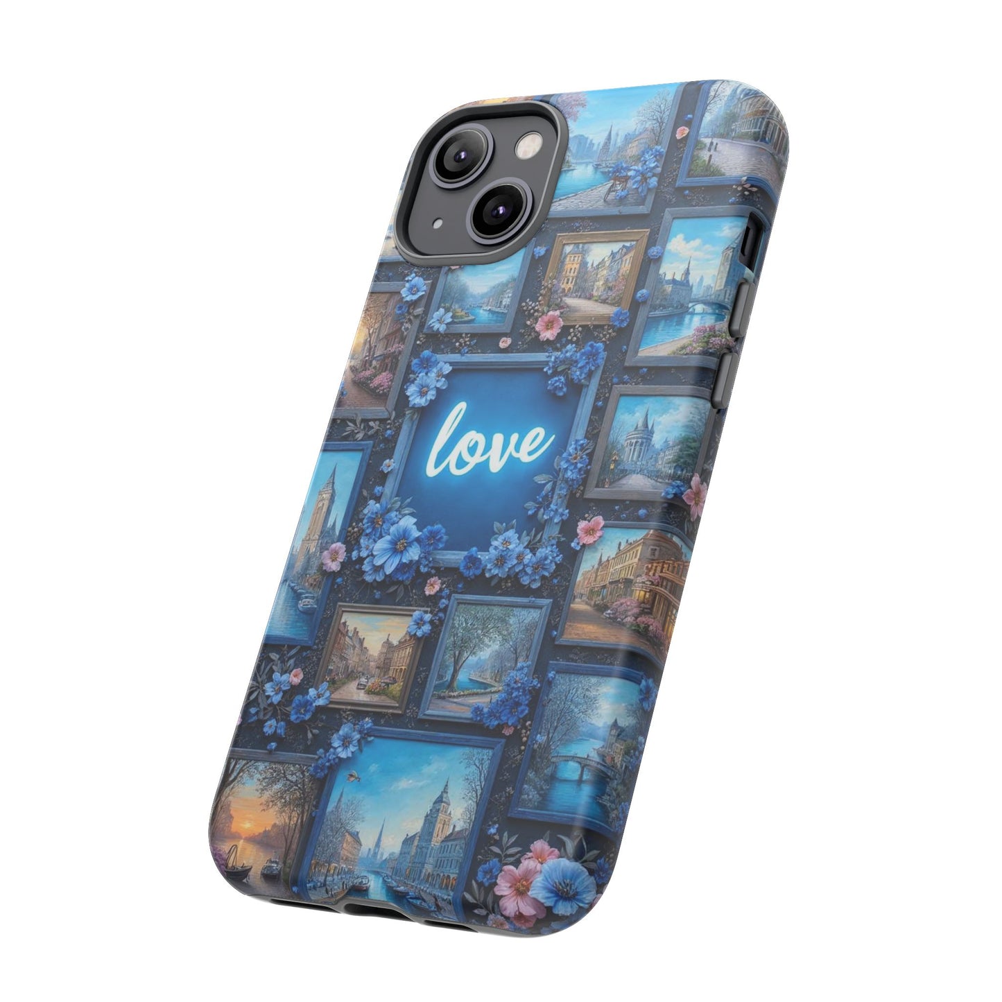 Blue Floral Love Frame Phone Case