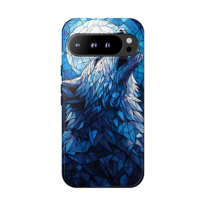 Mystic Moon Wolf – Stained Glass Mosaic Phone Case for iPhone, Samsung & Pixel