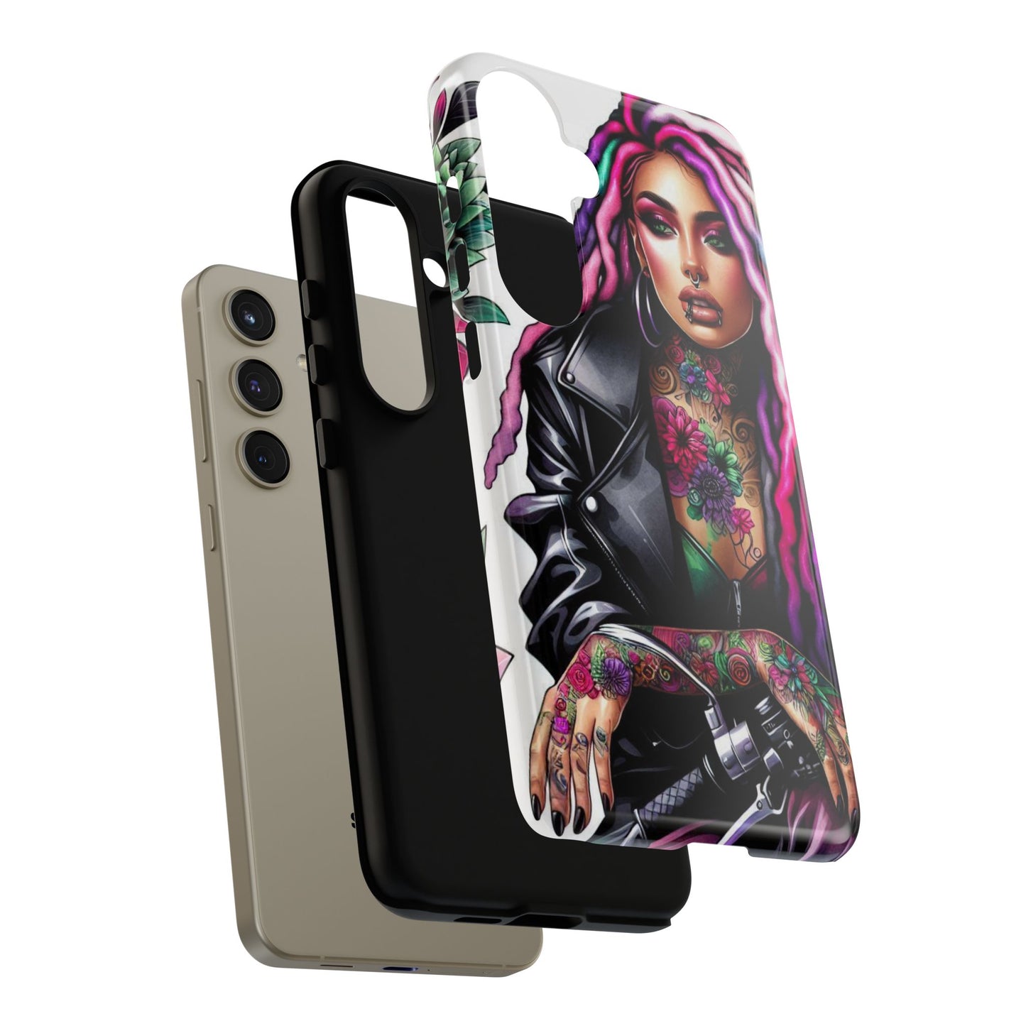 Neon Rebel – Vibrant Biker Queen Mobile Cover