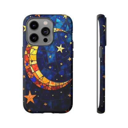 Celestial Crescent: Vibrant Moon and Stars Phone Case