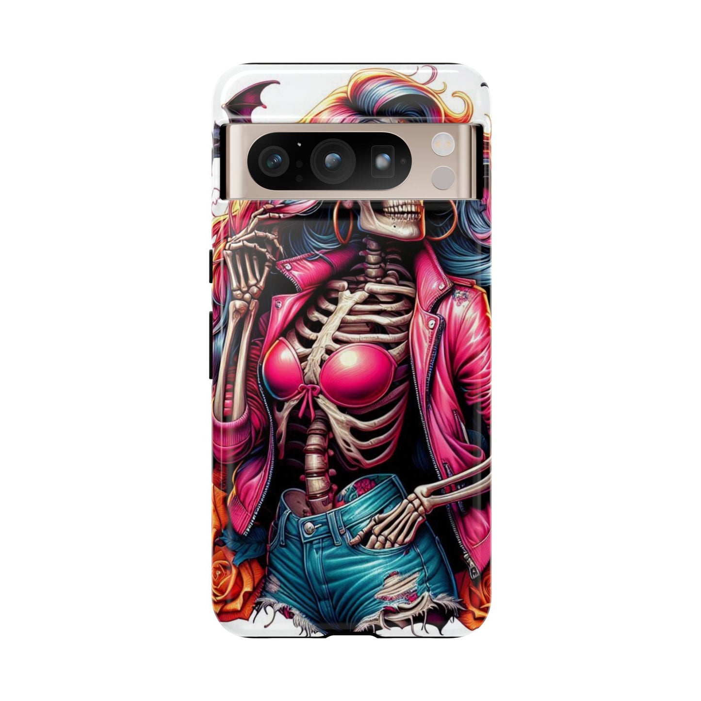 Neon Bones – Retro Skeleton & Vibrant Punk Aesthetic Mobile Cover