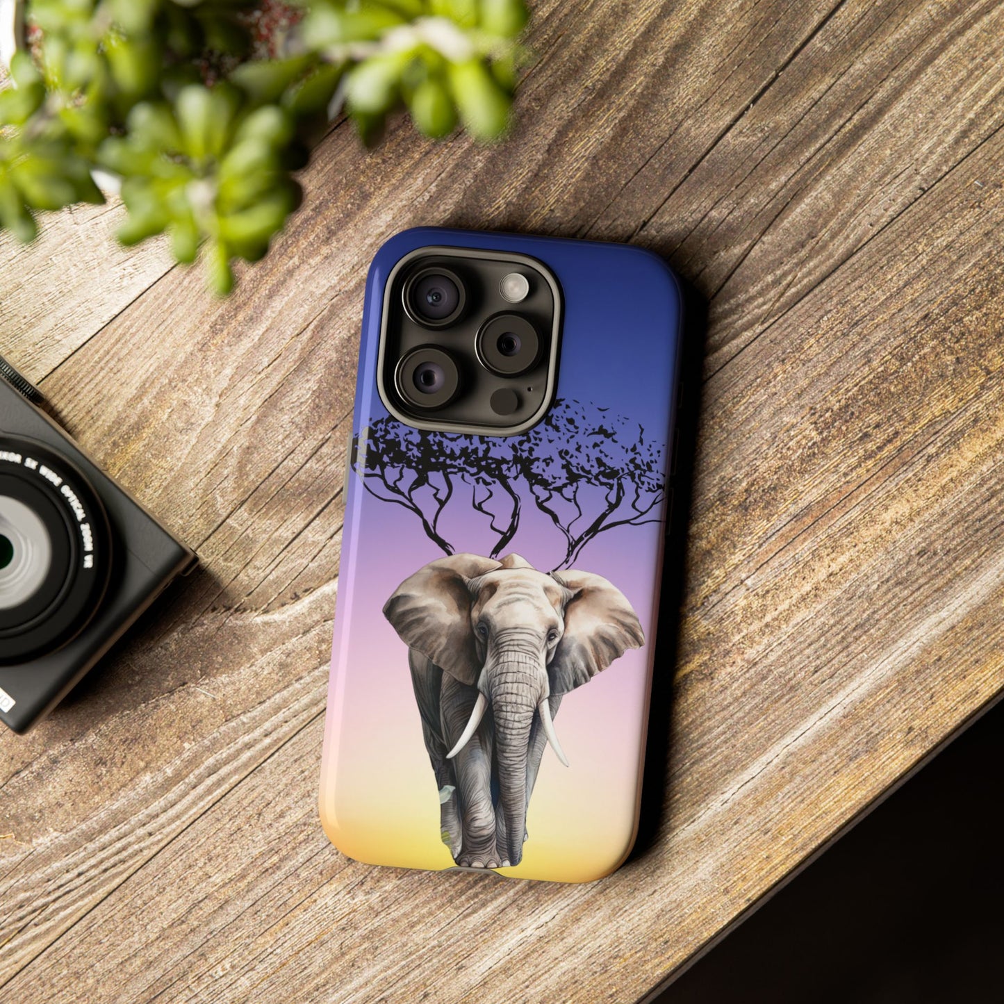 Surreal Elephant Tree Mobile Cover – Dreamy Sunset Fantasy