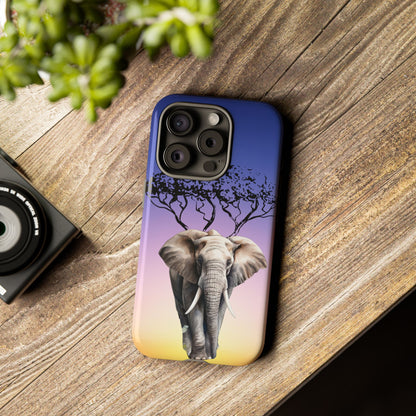 Surreal Elephant Tree Mobile Cover – Dreamy Sunset Fantasy