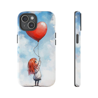 Anime Girl with Heart Balloon Phone Case – Cute & Inspirational Design for iPhone, Google Pixel & Samsung