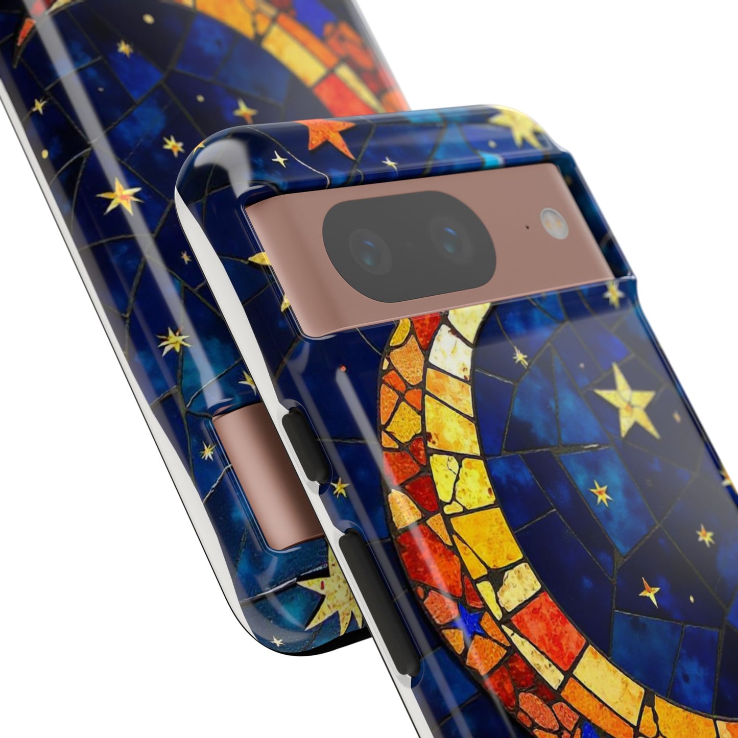 Celestial Crescent: Vibrant Moon and Stars Phone Case