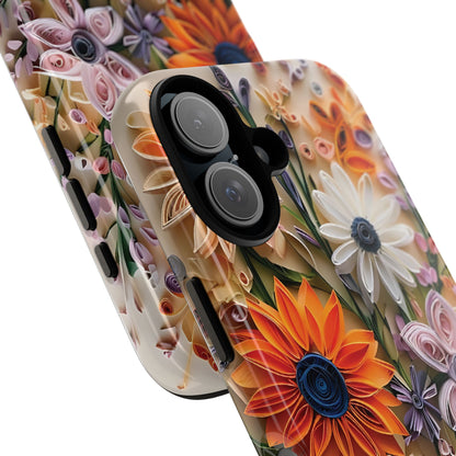 Intricate Quilled Floral Artwork In Vibrant Colors phone case design.
