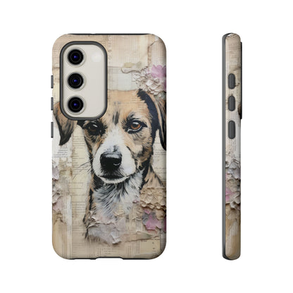Vintage Collage Dog Portrait Mobile Cover – Artistic Mixed Media Design