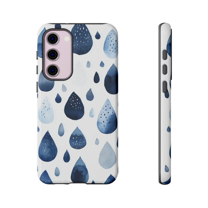 Indigo Rain Drops Watercolor Phone Case for iPhone, google Pixel & Samsung