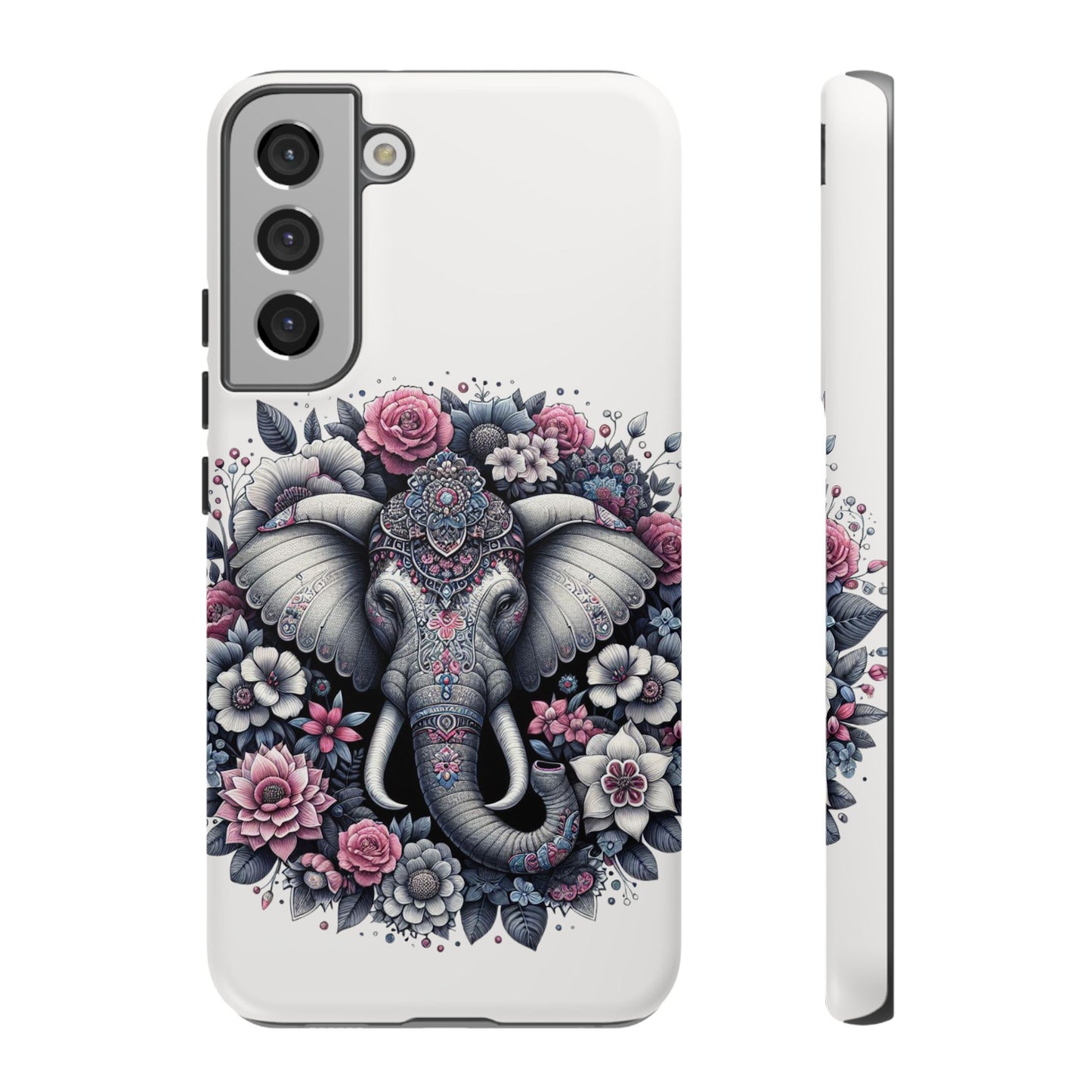 Ornate Floral Elephant Mobile Cover – Elegant Bohemian Art