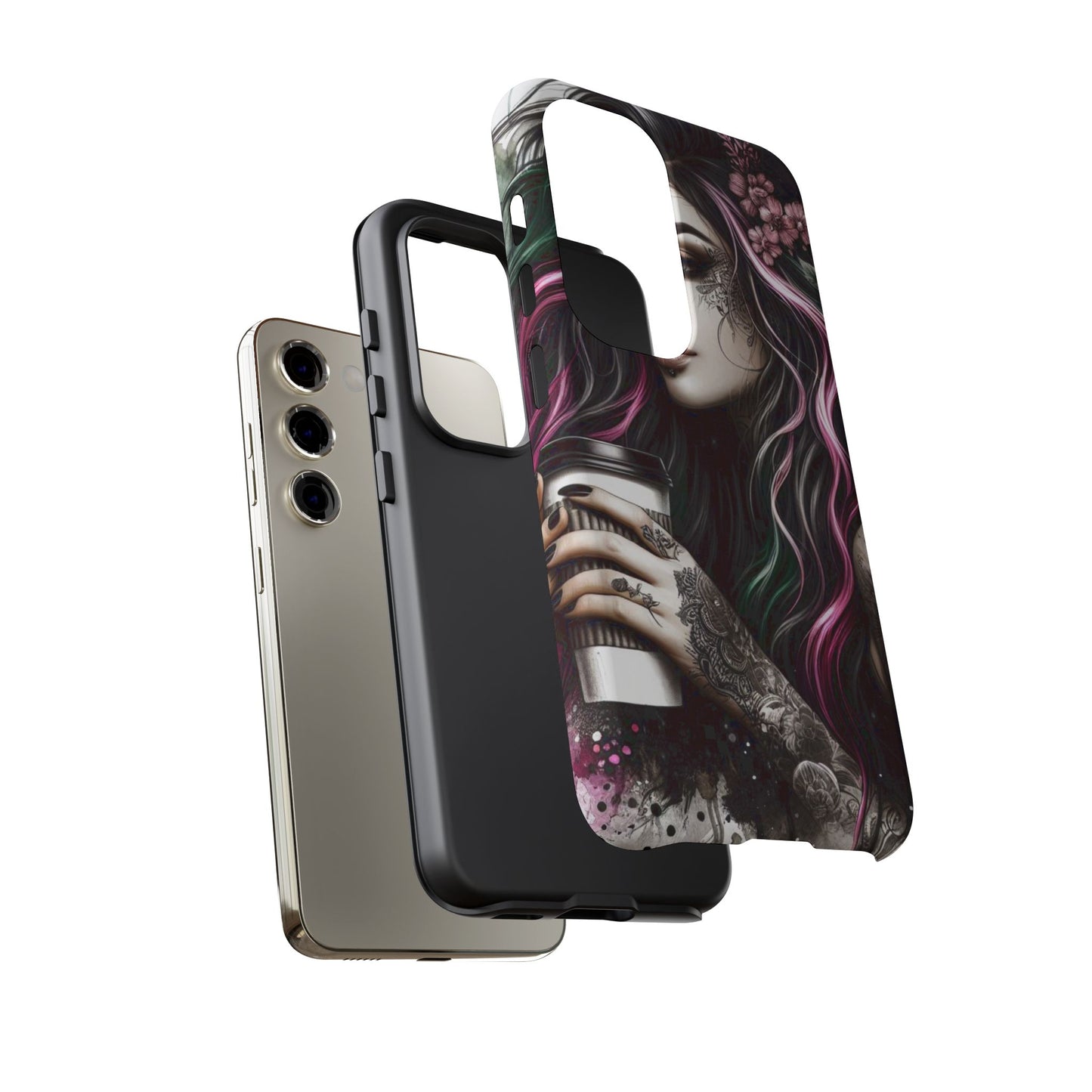 Tattooed Serenity – Gothic Coffee Lover Mobile Cover