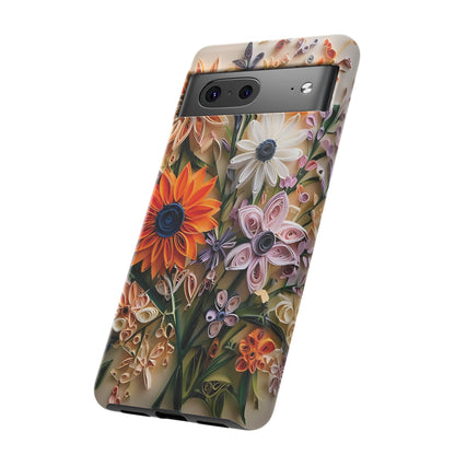 Intricate Quilled Floral Artwork In Vibrant Colors phone case design.