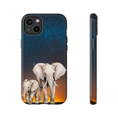 Starry Safari Elephant Family Mobile Cover – Cosmic Wildlife Aesthetic