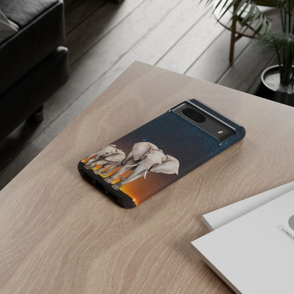 Starry Safari Elephant Family Mobile Cover – Cosmic Wildlife Aesthetic