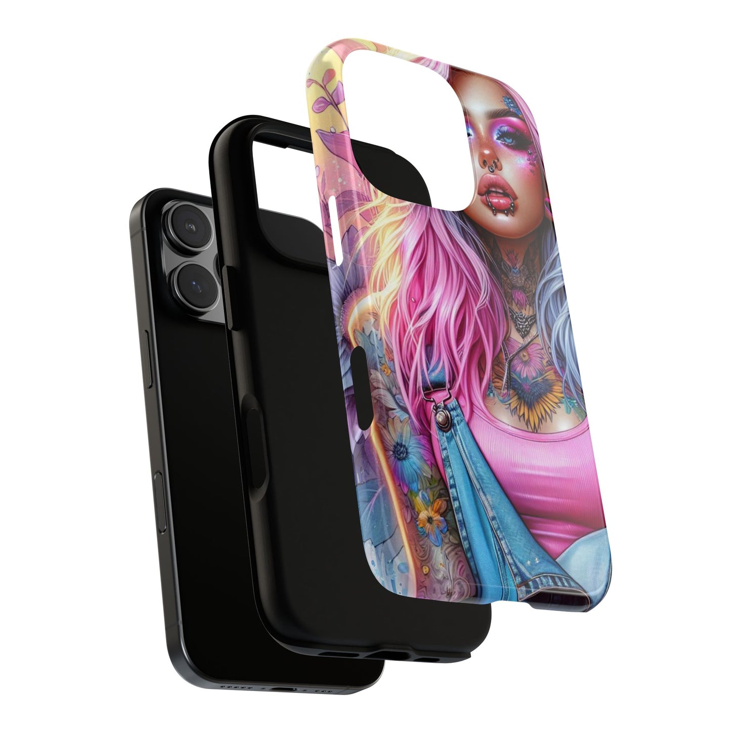Sunset Glow – Pastel Punk & Floral Ink Mobile Cover