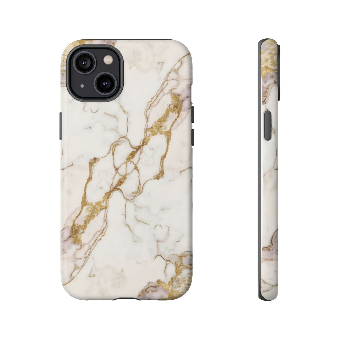 Elegant White and Gold Marble Case Design