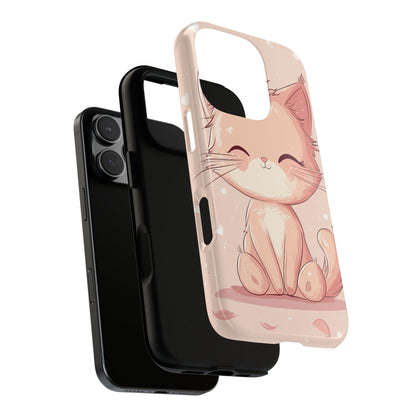 Kawaii Blush Kitty – Chibi Anime Cat Phone Case for iPhone, Samsung & Pixel