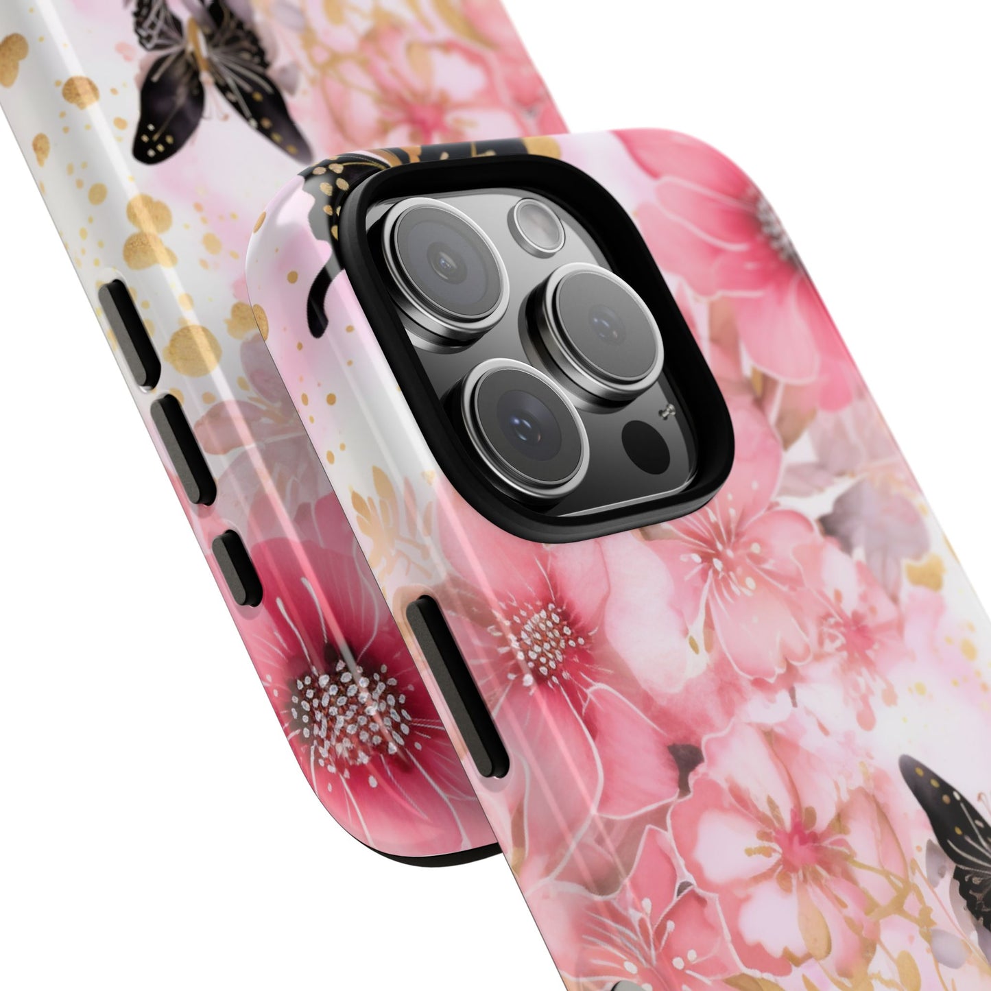 Pink Blossom & Gold Butterfly Mobile Case
