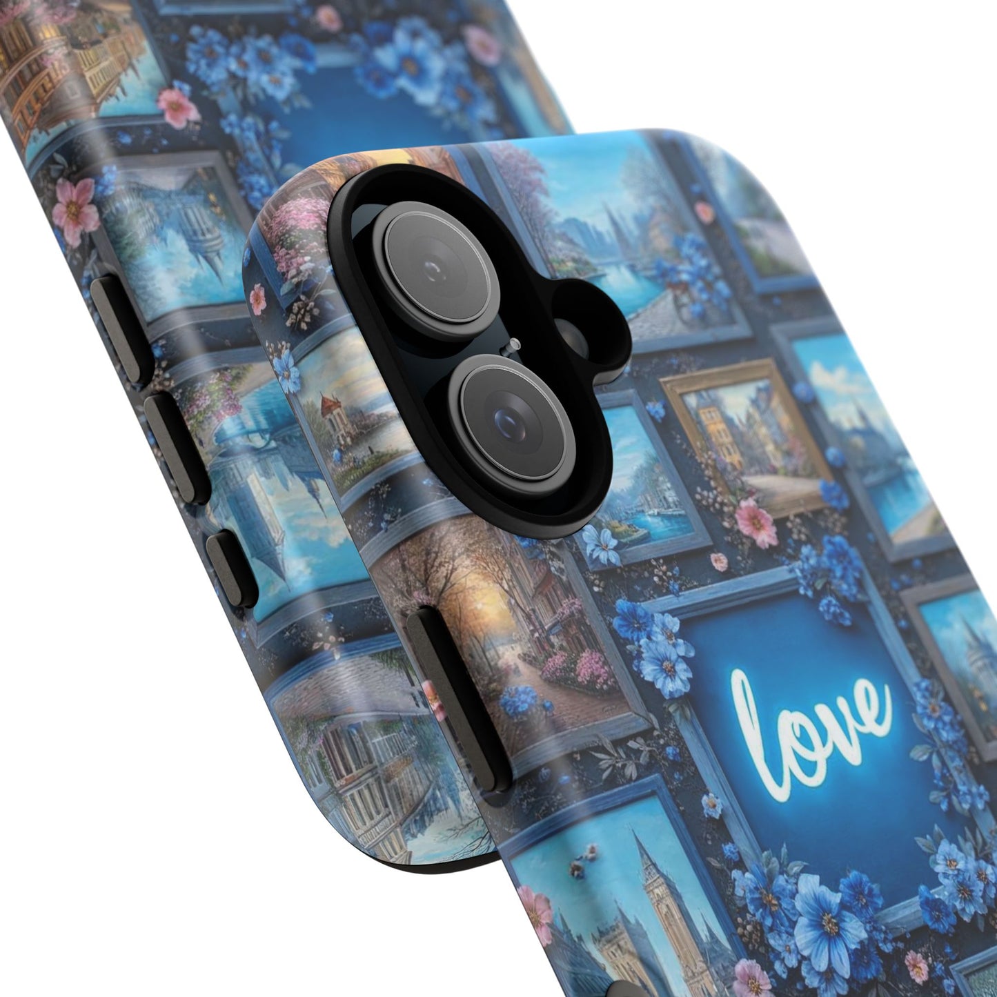 Blue Floral Love Frame Phone Case