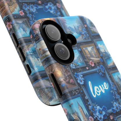 Blue Floral Love Frame Phone Case