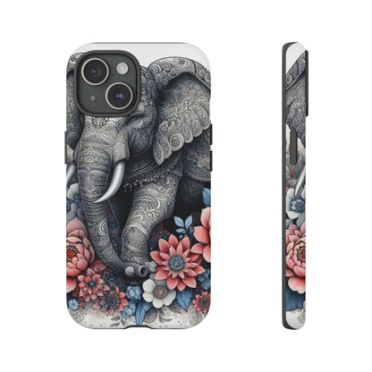 Mandala Elephant Mobile Cover – Elegant Black & White Floral Art