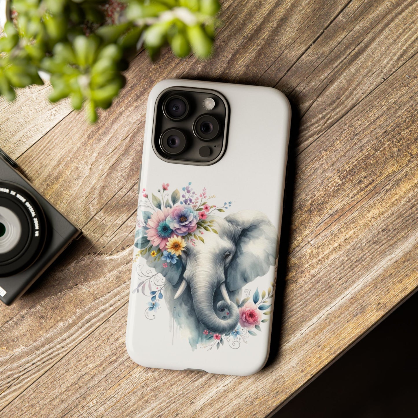 Floral Elephant Mobile Cover – Elegant Watercolor Art