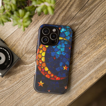 Lunar Glow: Vibrant Moon and Starry Night