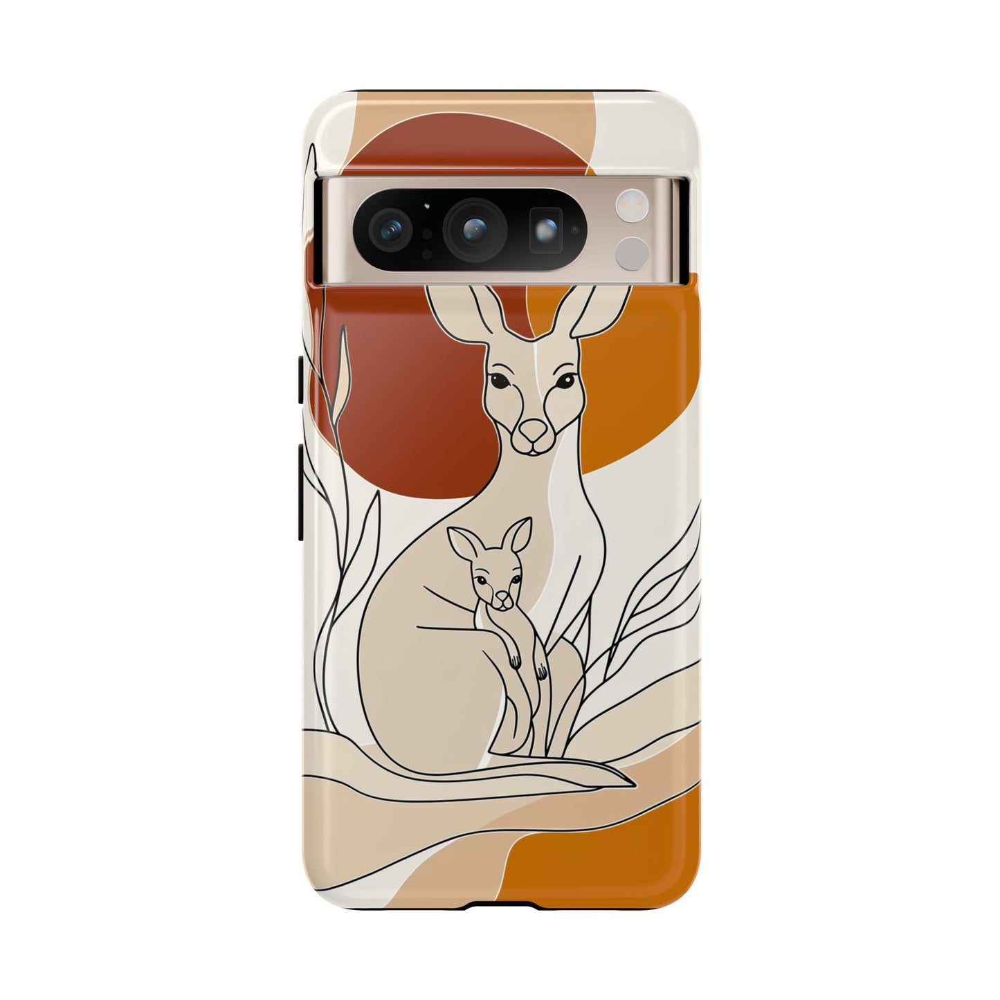 Outback Love: Kangaroo & Joey Line Art Phone Case for iPhone, Samsung & Pixel
