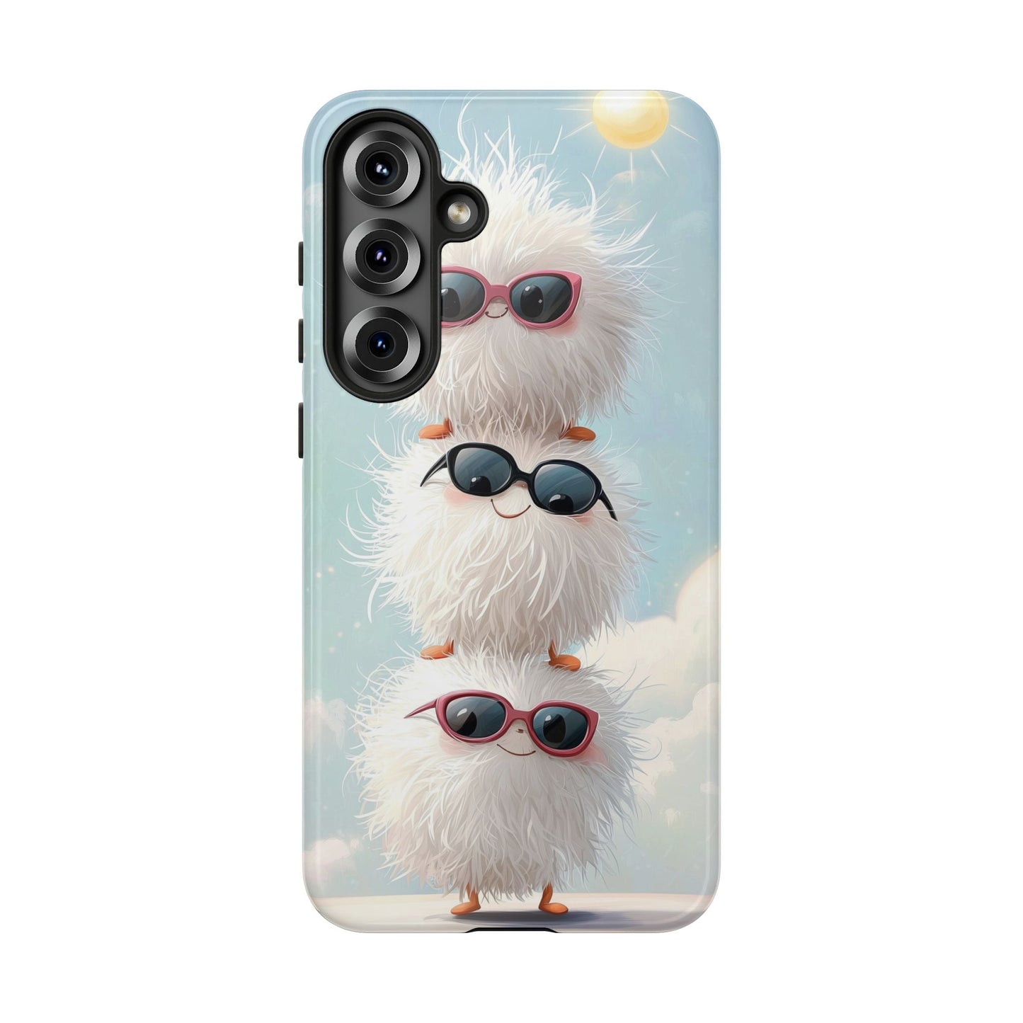 Fluffy Anime Phone Case – Cute Kawaii Fuzzy Creatures, Aesthetic Pastel Art, Soft Cloudy Background, iPhone, Samsung & Google Pixel Case