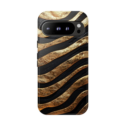 Luxury Black & Gold Zebra Stripes Phone Case for iPhone, Samsung & Google Pixel