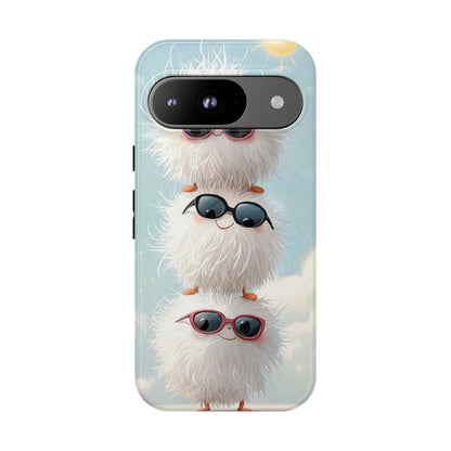 Fluffy Anime Phone Case – Cute Kawaii Fuzzy Creatures, Aesthetic Pastel Art, Soft Cloudy Background, iPhone, Samsung & Google Pixel Case