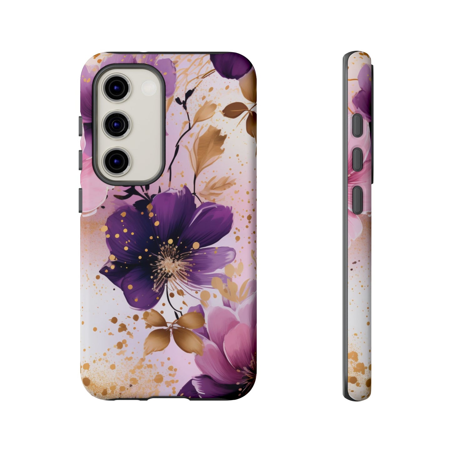 Luxury Purple & Gold Floral Aesthetic Mobile Case