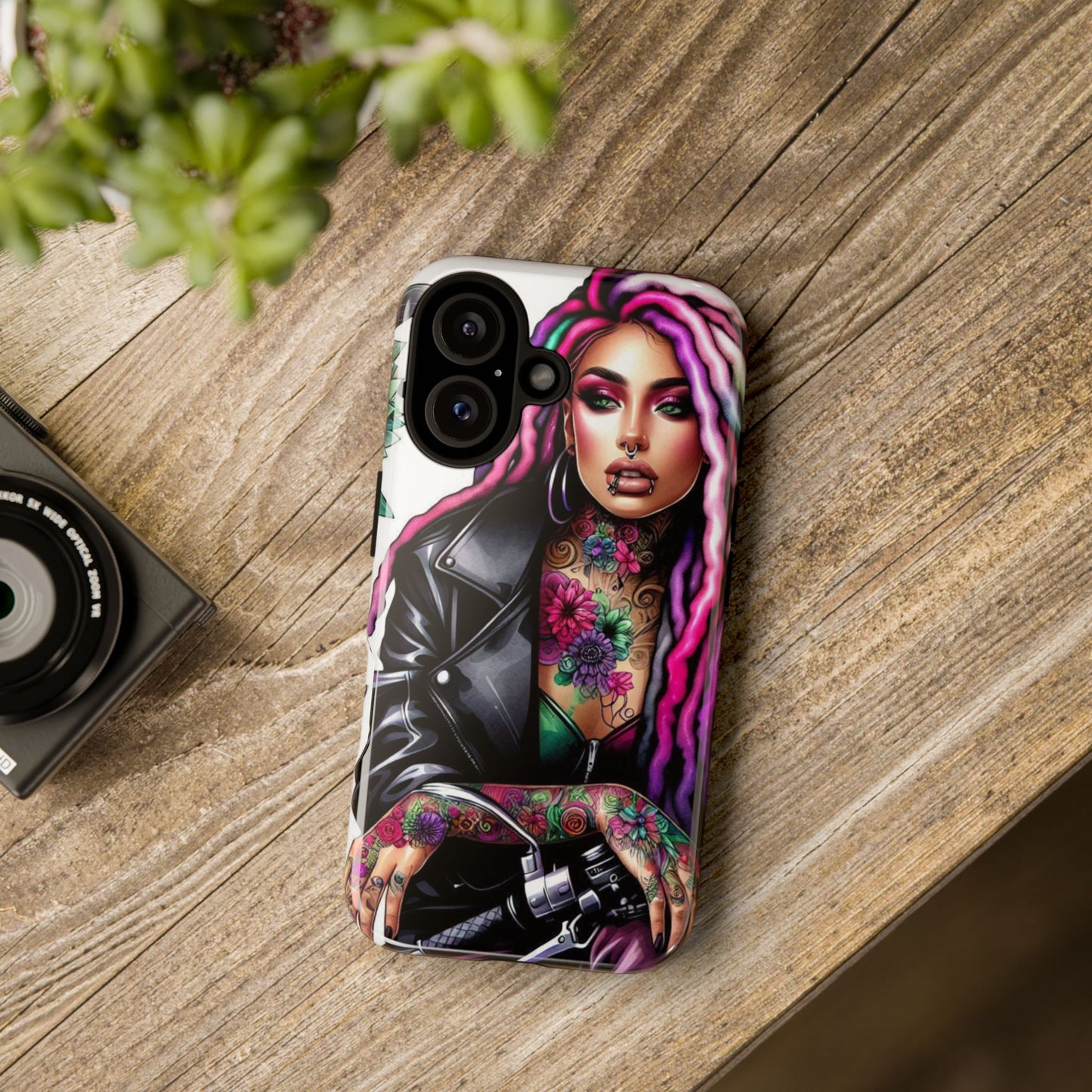 Neon Rebel – Vibrant Biker Queen Mobile Cover