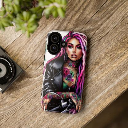 Neon Rebel – Vibrant Biker Queen Mobile Cover