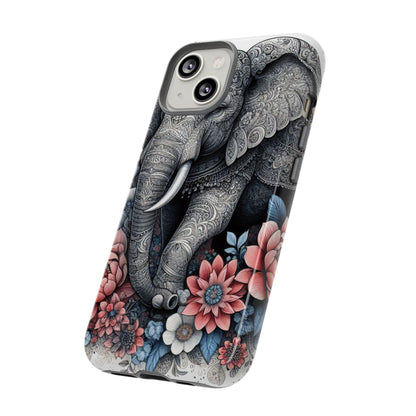 Mandala Elephant Mobile Cover – Elegant Black & White Floral Art