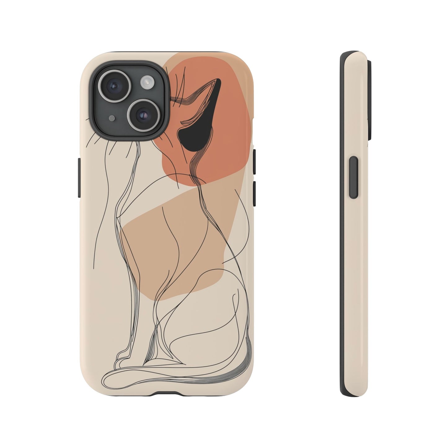 Graceful Cat Outline: Abstract Whiskered Beauty Phone Case for iPhone, Samsung & Pixel