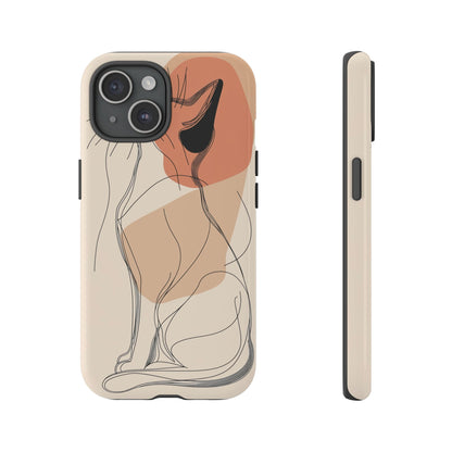 Graceful Cat Outline: Abstract Whiskered Beauty Phone Case for iPhone, Samsung & Pixel