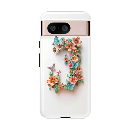 Floral Letter J Phone Case – Personalized Aesthetic Cover for iPhone, Samsung & Google Pixel
