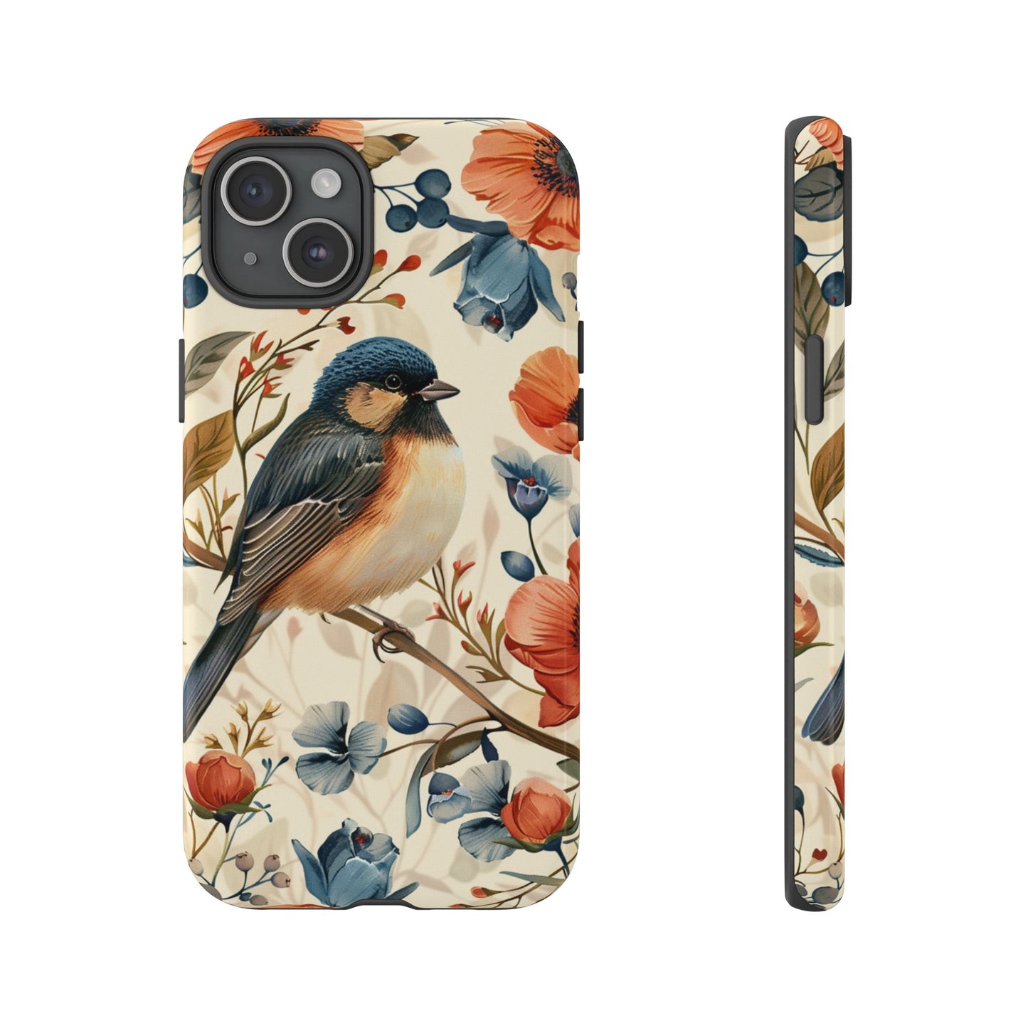 Floral Bird Phone Case - Elegant Nature-Inspired Cover for iPhone, Samsung & Google Pixel