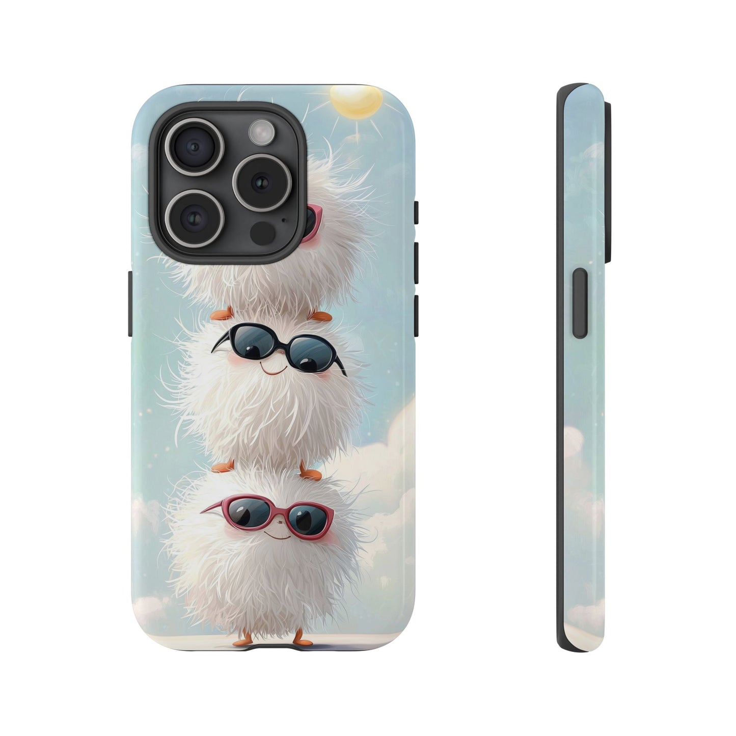 Fluffy Anime Phone Case – Cute Kawaii Fuzzy Creatures, Aesthetic Pastel Art, Soft Cloudy Background, iPhone, Samsung & Google Pixel Case