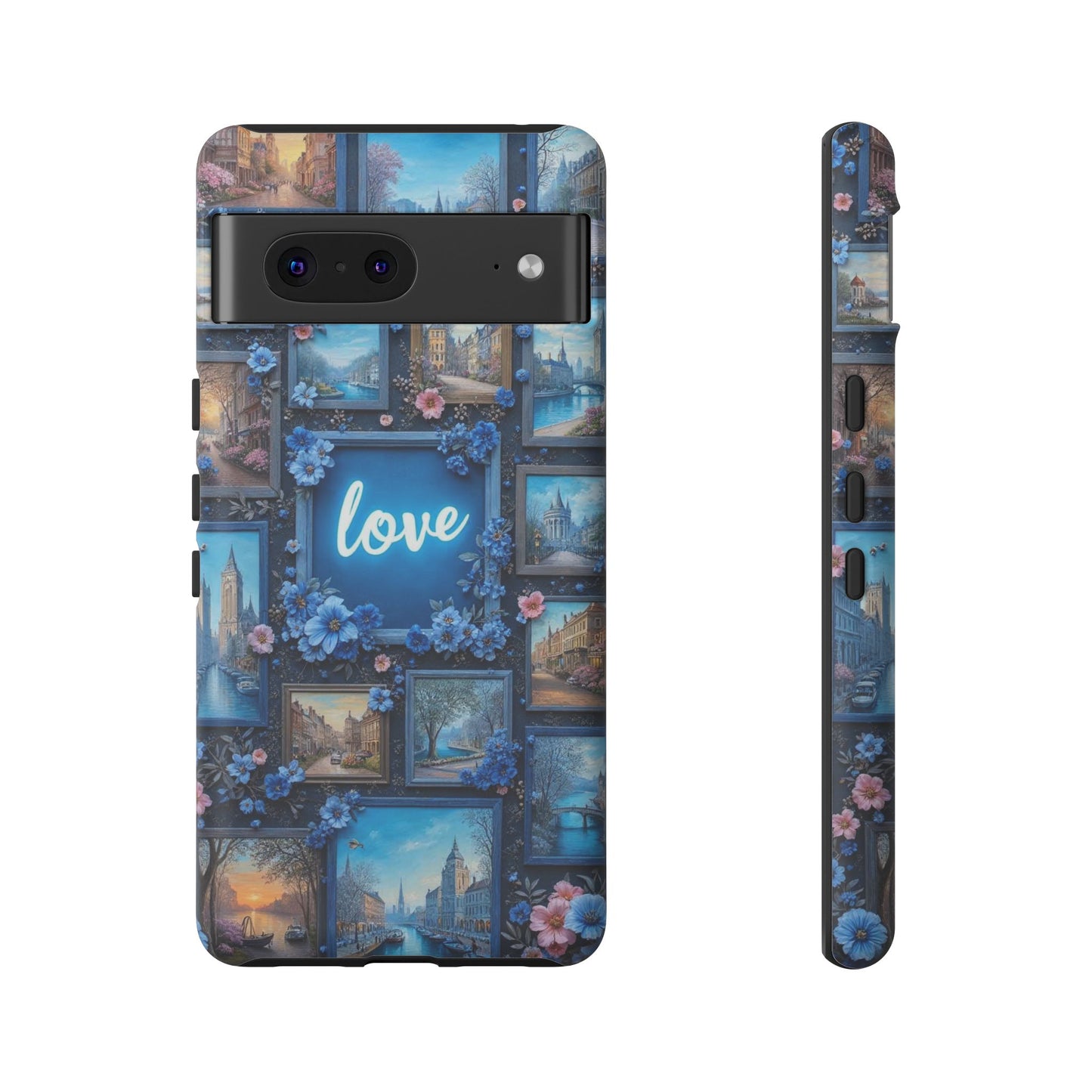 Blue Floral Love Frame Phone Case