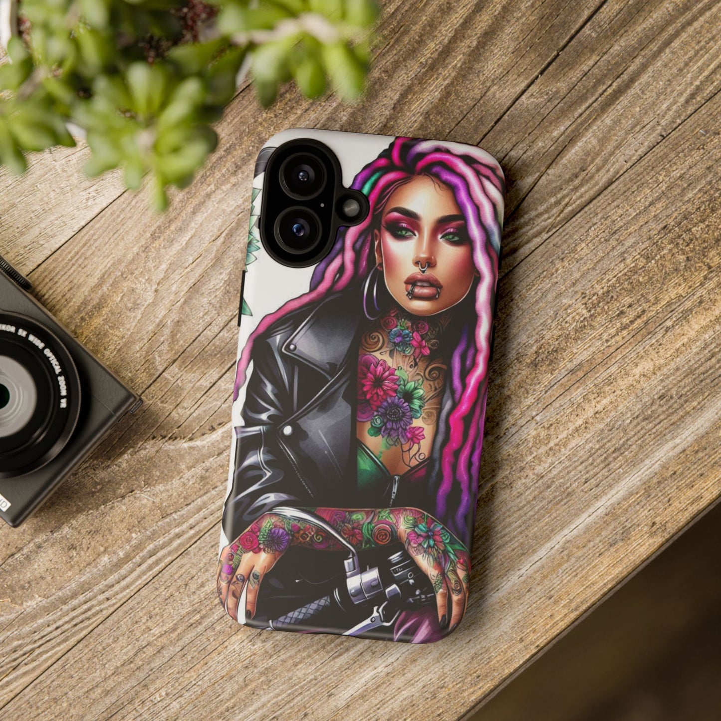 Neon Rebel – Vibrant Biker Queen Mobile Cover