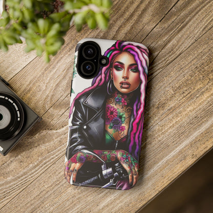 Neon Rebel – Vibrant Biker Queen Mobile Cover