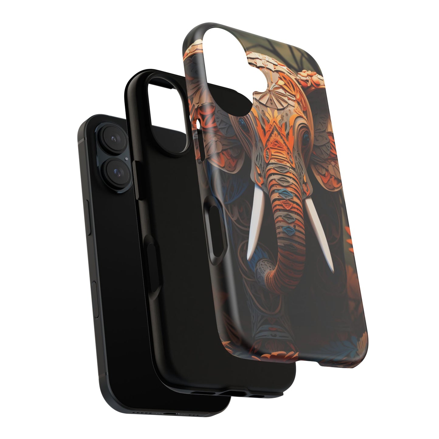Elegant Artistic Elephant Mobile Cover – Intricate Paper-Cut Design