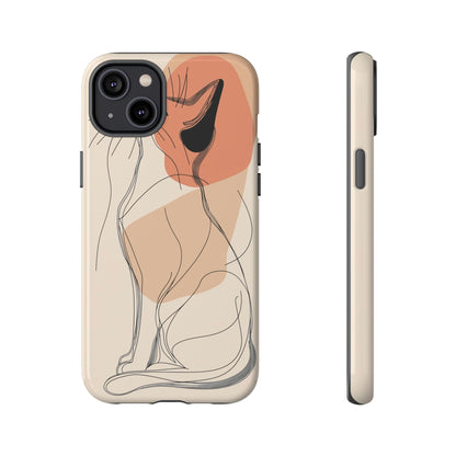 Graceful Cat Outline: Abstract Whiskered Beauty Phone Case for iPhone, Samsung & Pixel