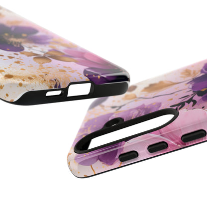 Luxury Purple & Gold Floral Aesthetic Mobile Case