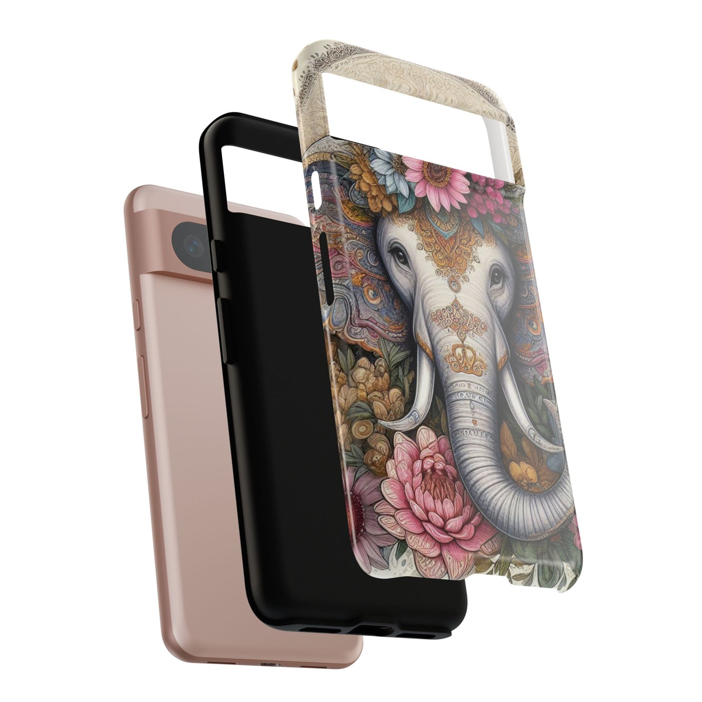 Elegant Floral Elephant Mobile Cover – Royal Mandala Art