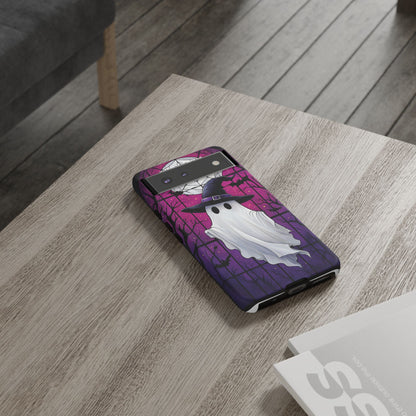 Stylized Halloween Illustration of a Ghost in Stained Glass  phone case design.