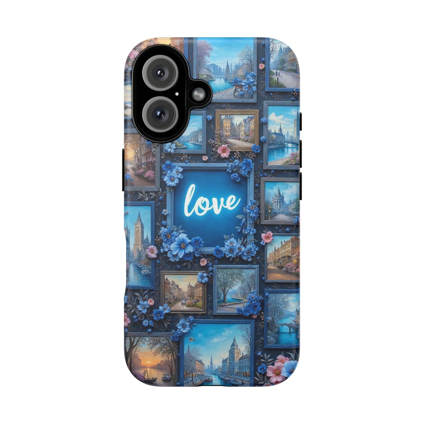 Blue Floral Love Frame Phone Case