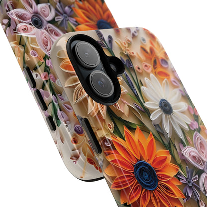 Intricate Quilled Floral Artwork In Vibrant Colors phone case design.
