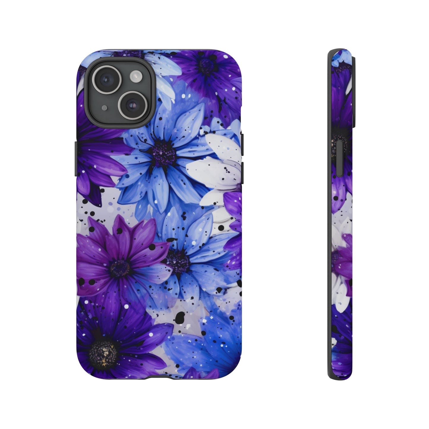 Blue & Purple Floral Splash Mobile Cover – Elegant Artistic Flowers